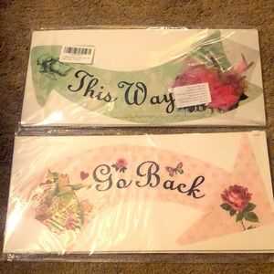 Alice in Wonderland hanging decor with ribbons to hang.